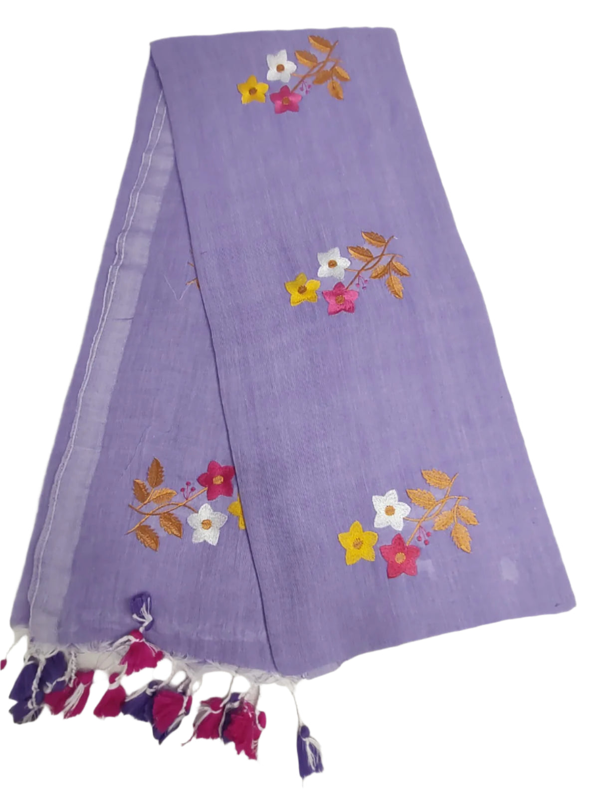 Cotton Flower Embroidery Saree