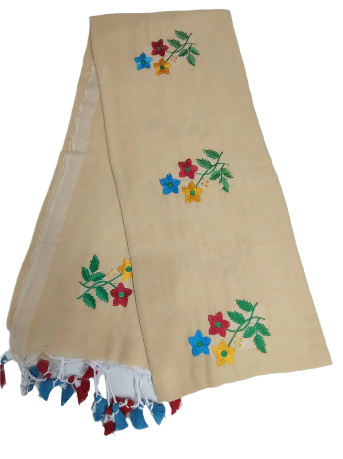 Cotton Flower Embroidery Saree