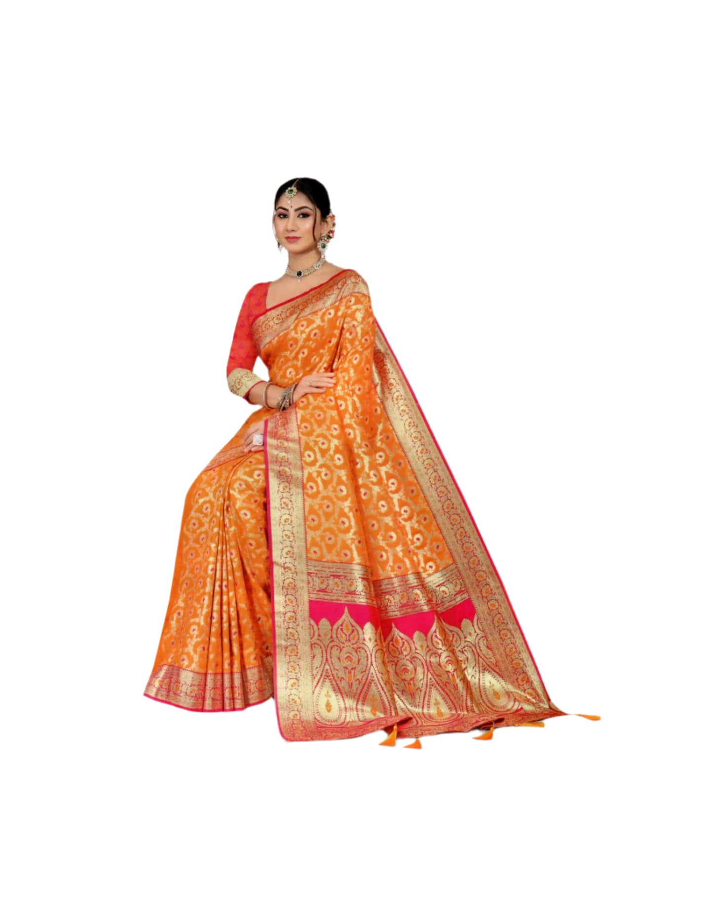 Elegant Gulab Katan Saree