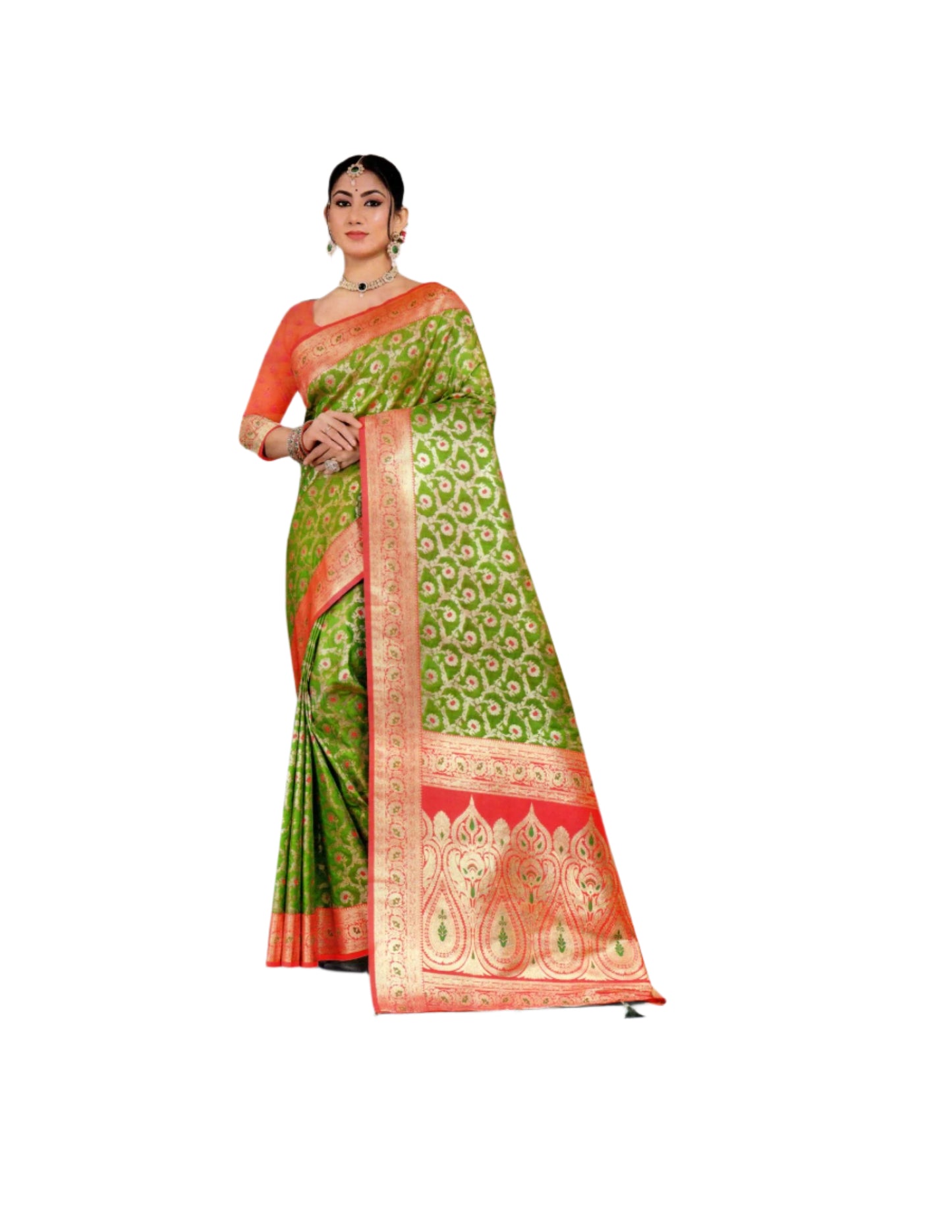 Elegant Gulab Katan Saree