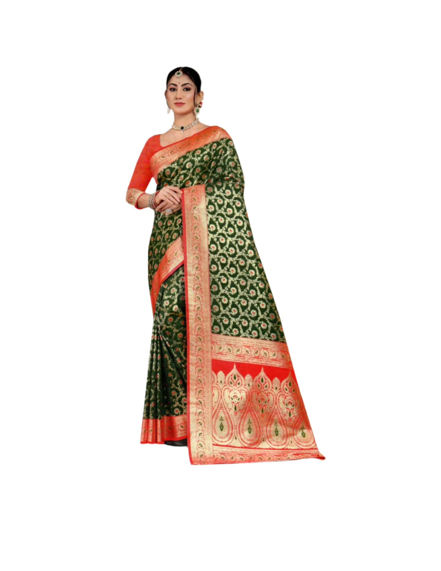 Elegant Gulab Katan Saree