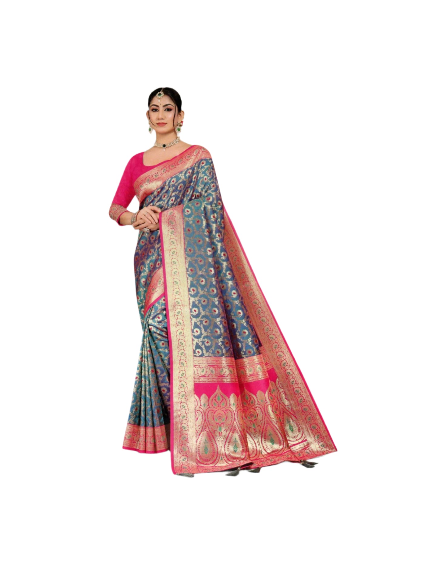 Elegant Gulab Katan Saree