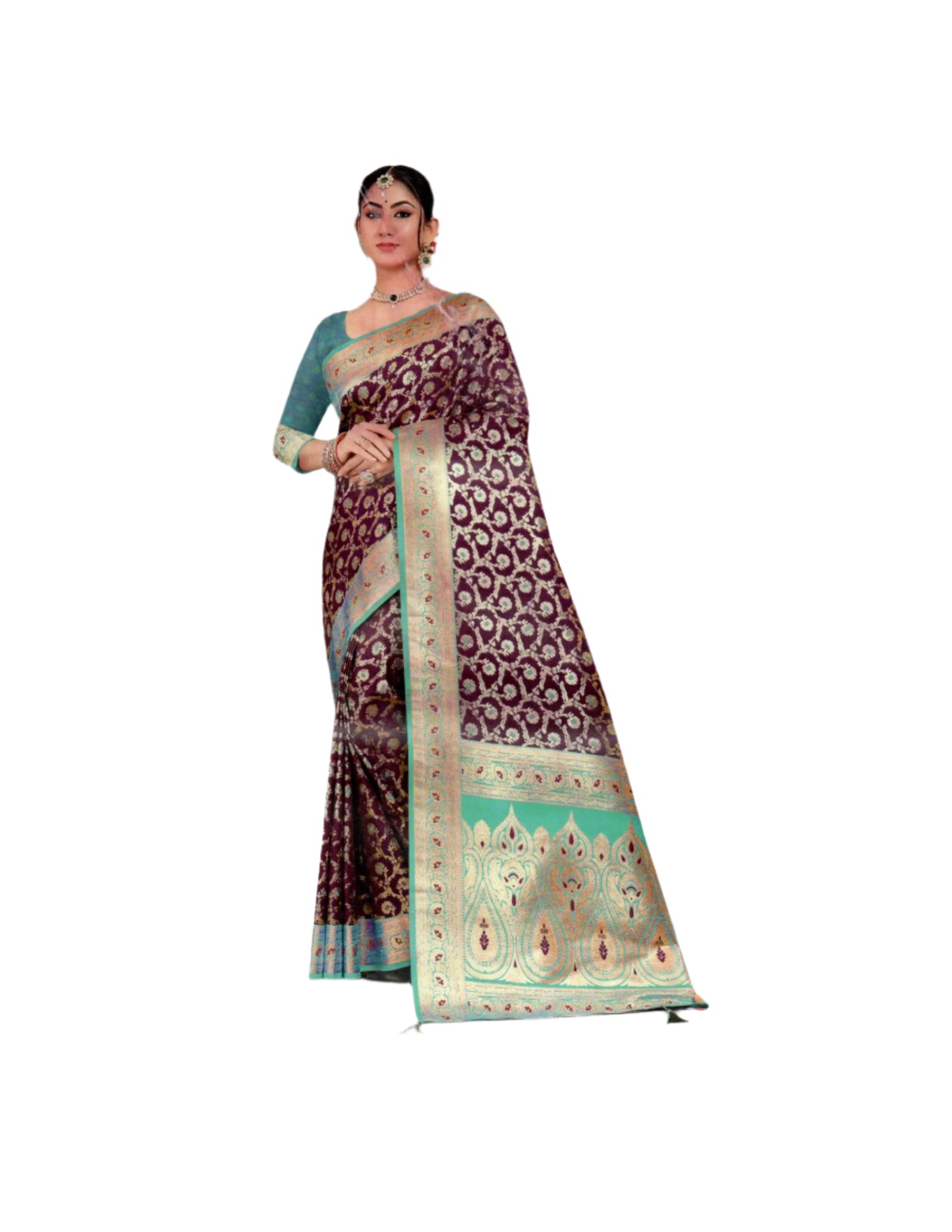 Elegant Gulab Katan Saree